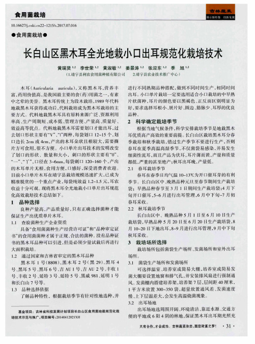 长白山区黑木耳全光地栽小口出耳规范化栽培技术