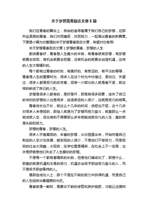 关于梦想青春励志文章5篇