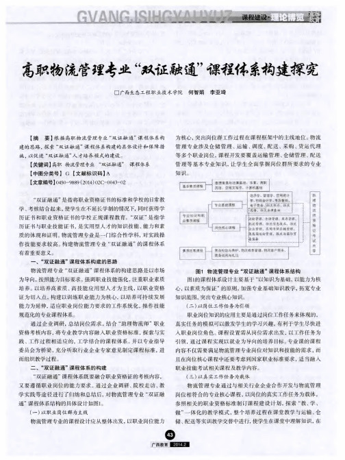 高职物流管理专业“双证融通”课程体系构建探究