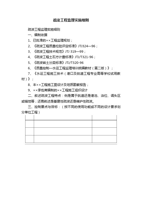 疏浚工程监理实施细则