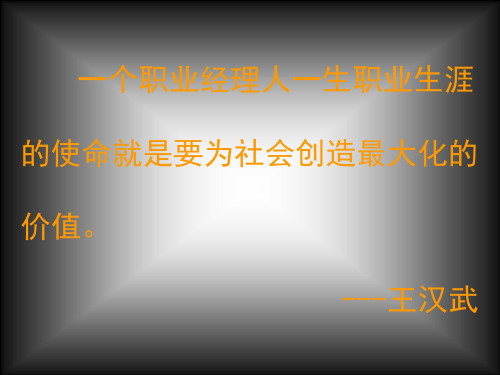 个职业经理人一生职业生涯