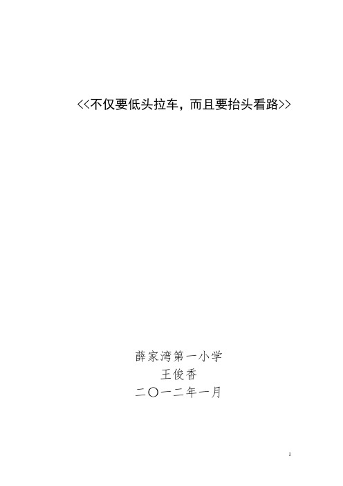 不仅要低头拉车,还要抬头看路