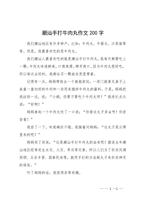 潮汕手打牛肉丸作文200字