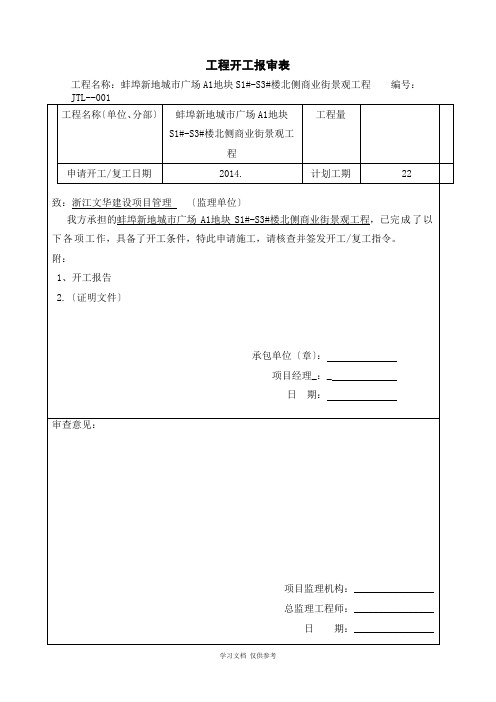 工程开工报审表全套