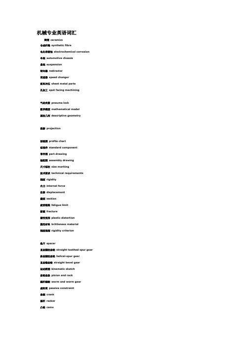 (机械制造行业)机械专业中英文对照-机械专业中英文对照