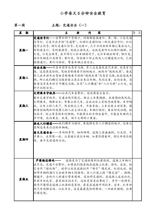 小学每天5分钟安全教育下学期