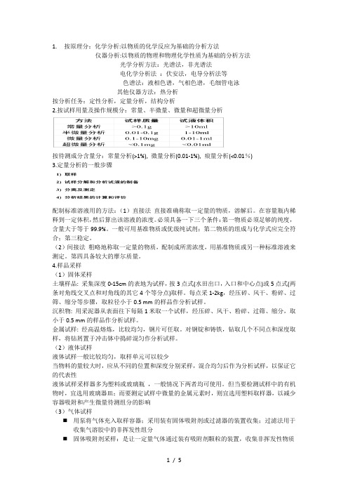 分析化学知识点