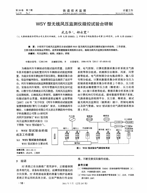 WSY型无线风压监测仪微控试验台研制