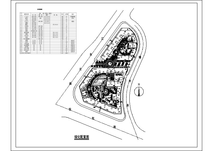 【设计图纸】小地块景观环境设计绿化配置图(精选CAD图例) 