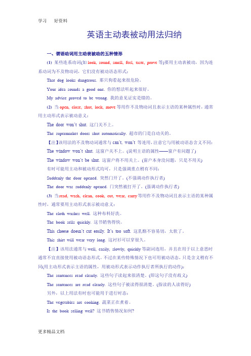英语主动表被动用法归纳汇编