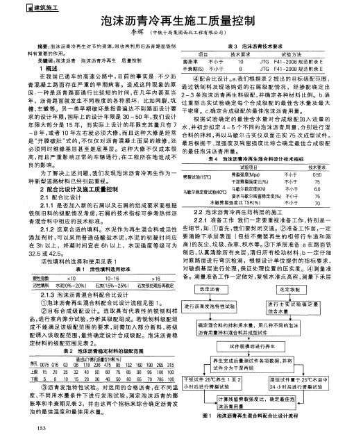 泡沫沥青冷再生施工质量控制