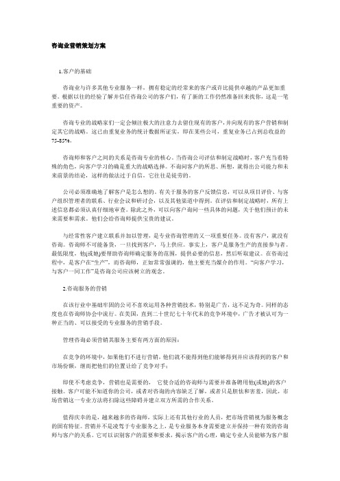 咨询业营销策划方案