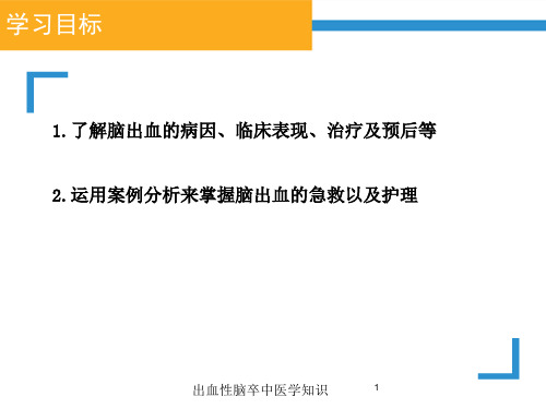 出血性脑卒中医学知识培训课件