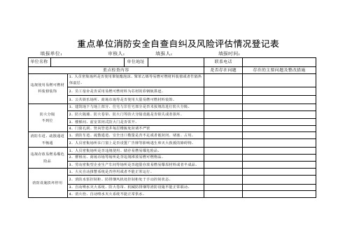 重点单位消防安全自查自纠及风险评估情况登记表