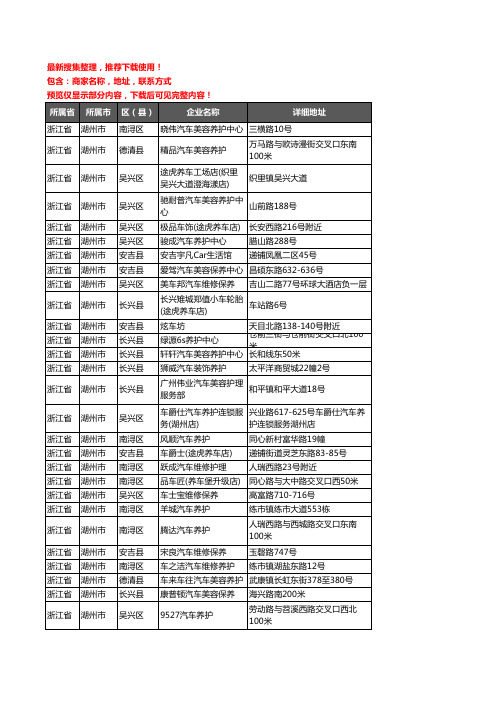 新版浙江省湖州市汽车保养企业公司商家户名录单联系方式地址大全232家