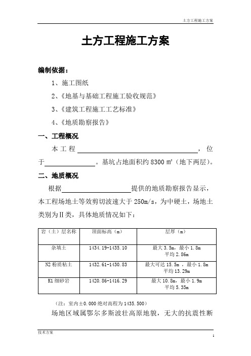 公寓楼工程土方工程施工方案