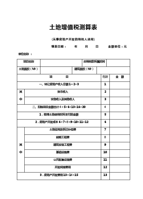 土地增值税测算表