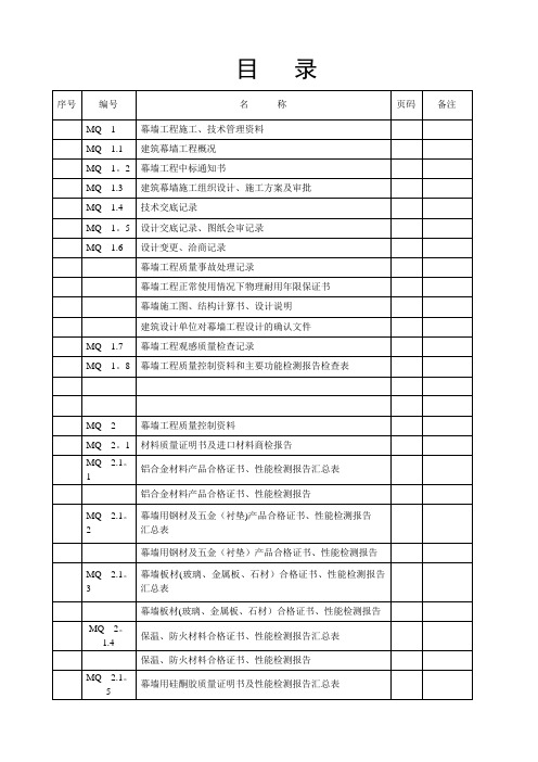 建筑幕墙施工质量验收资料(全套表格)