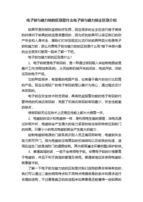 电子锁与磁力锁的区别是什么电子锁与磁力锁企区别介绍