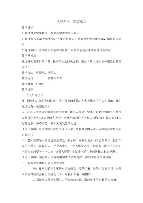 六年级消防安全主题班会教案认识火灾学会逃生