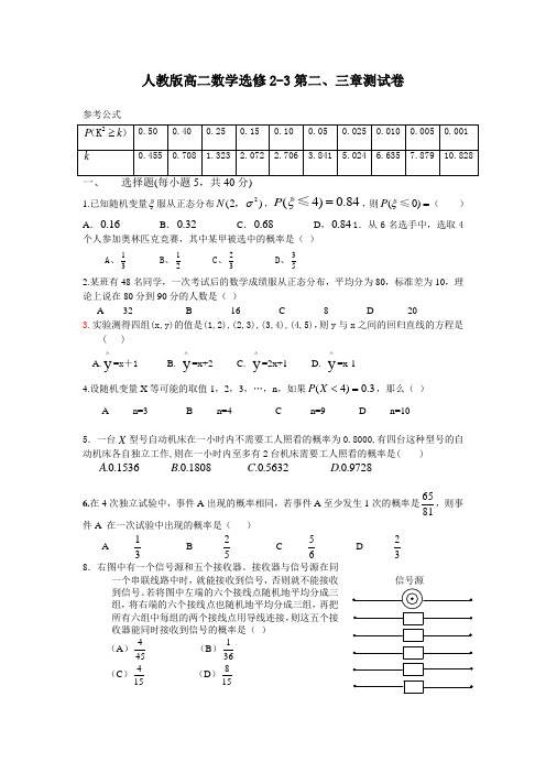 人教版高二数学选修23测试卷