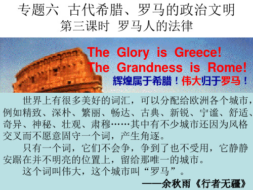 专题六古代希腊罗马的政治文明第三课时罗马人的法律资料讲解