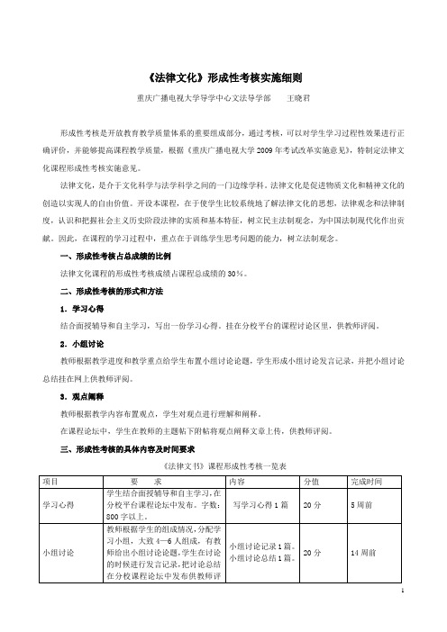 《法律文化》形成性考核实施细则