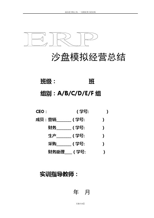 ERP经营总结报告模板