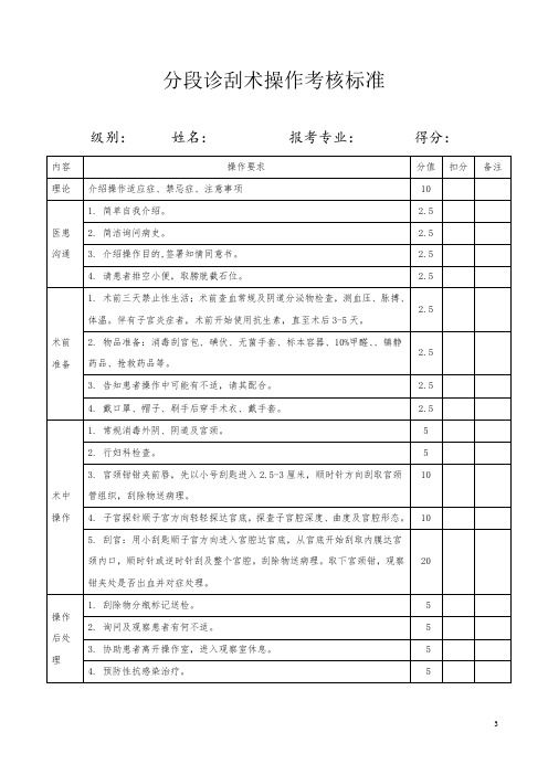 分段诊刮流程及考核标准(修改)(1)