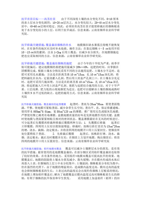 烤烟抗旱移栽关键措施