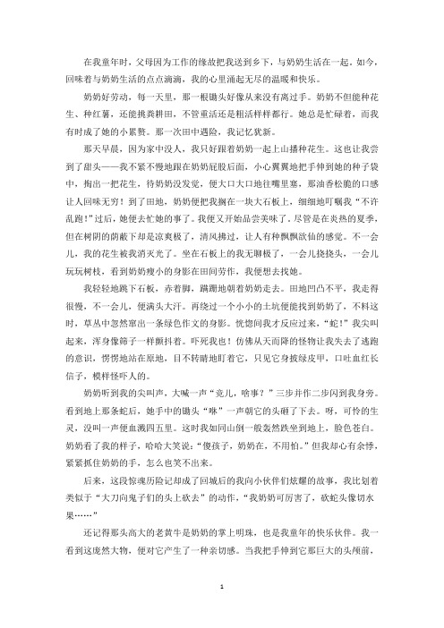 精选优秀作文和奶奶一起生活的快乐时光