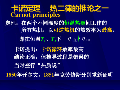 工程热力学(清华大学) 卡诺定理——热二律的推论之一.