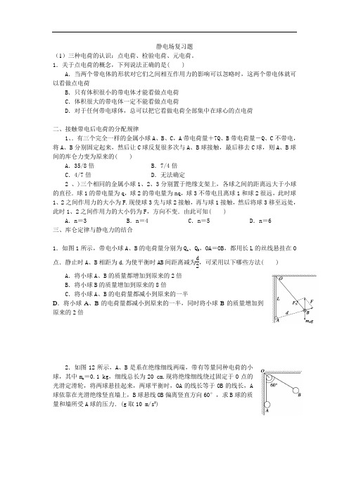 最新静电场分类复习题培训资料