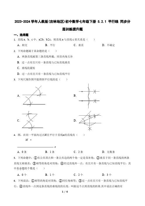 2023-2024学年人教版初中数学七年级下册 5.2.1 平行线 同步分层训练提升题