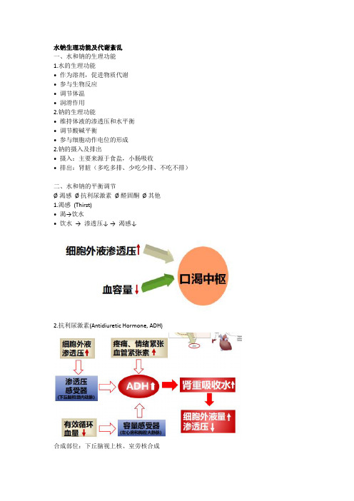 病理生理学知识整理：水钠生理功能及代谢紊乱