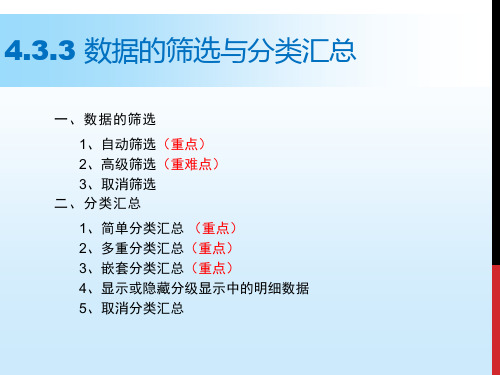 EXCEL2010--筛选