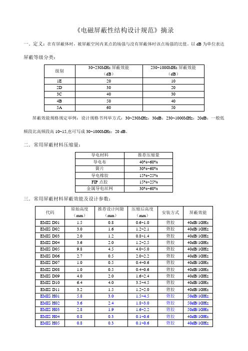 电磁屏蔽性结构设计规范