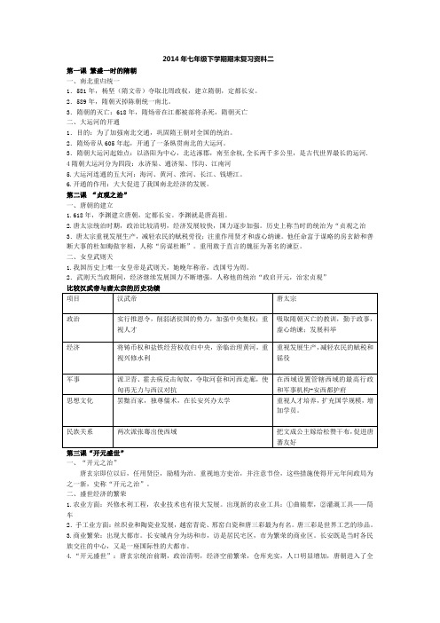 2014年七年级下学期期末复习资料二