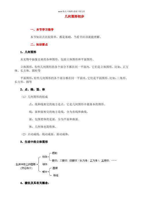 七年级上册数学《几何图形初步》知识点整理