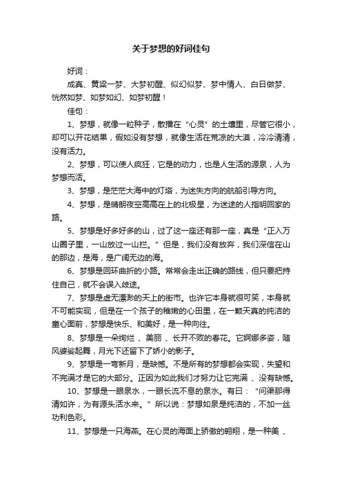 关于梦想的好词佳句