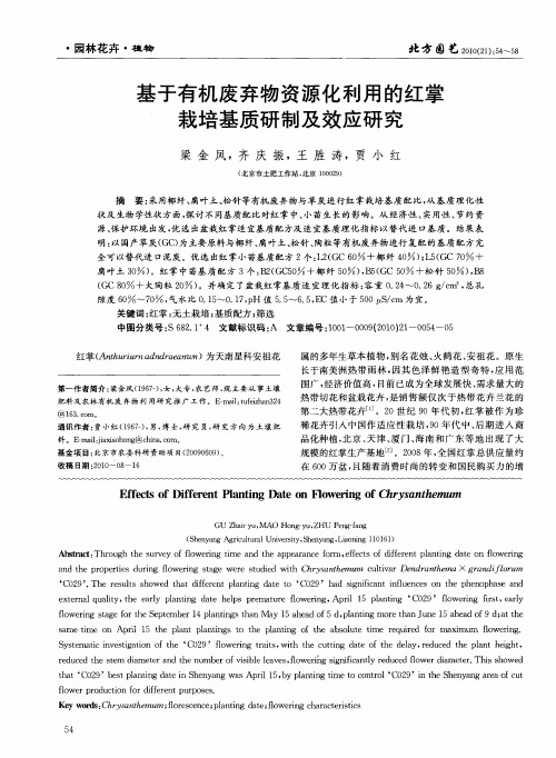基于有机废弃物资源化利用的红掌栽培基质研制及效应研究