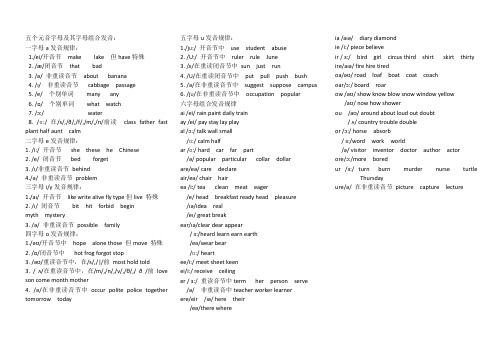 五个元音字母及字母组合发音规律