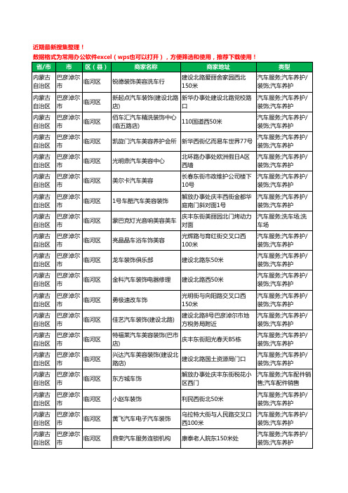 2020新版内蒙古自治区巴彦淖尔市汽车装饰工商企业公司商家名录名单黄页联系方式大全233家