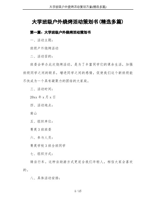 大学班级户外烧烤活动策划方案(精选多篇)