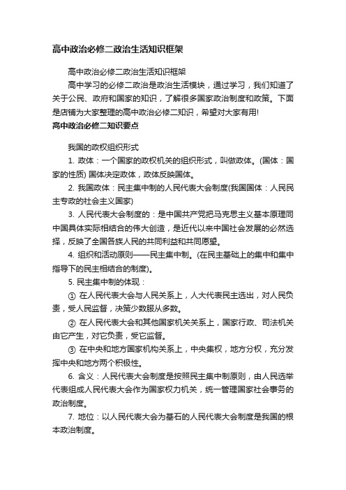 高中政治必修二政治生活知识框架