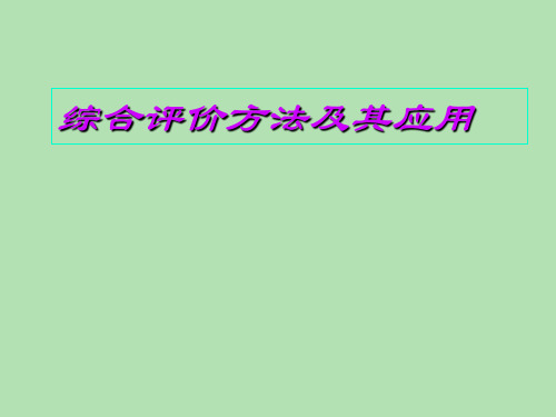 综合评价模型——动态加权综合评价方法