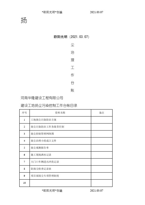 2021年扬尘污染控制工作全部资料台帐1 (1)之令狐采学创编