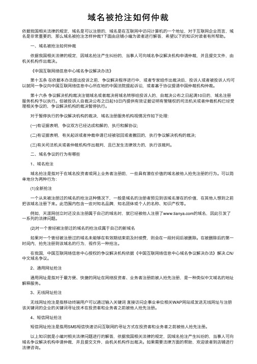 域名被抢注如何仲裁