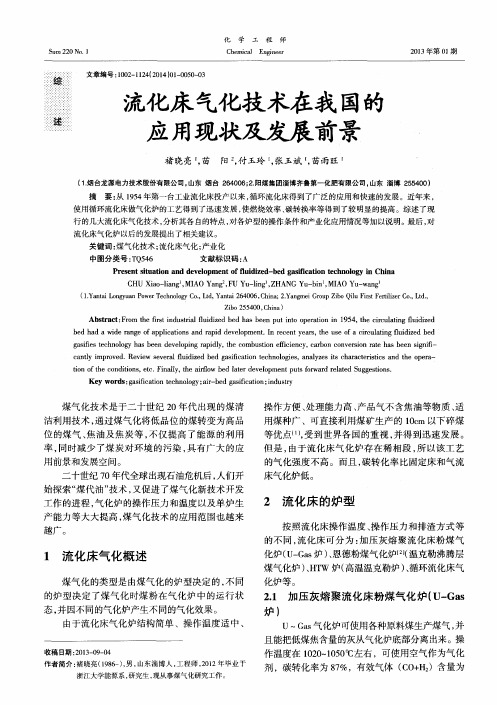 流化床气化技术在我国的应用现状及发展前景