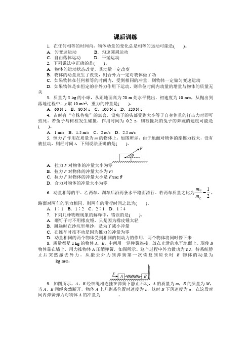 最新人教版高中物理选修3-5第十六章《动量和动量定理》课后训练2